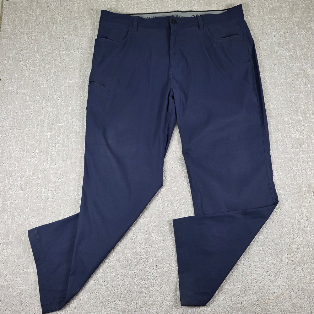 Orvis Mens 40x29 Tech Pants Navy Blue Stretch Water Repellent Hiking Outdoor